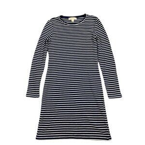 Michael Michael Kors Medium Womens Blue White Rib Knit Sweater Dress Bodycon